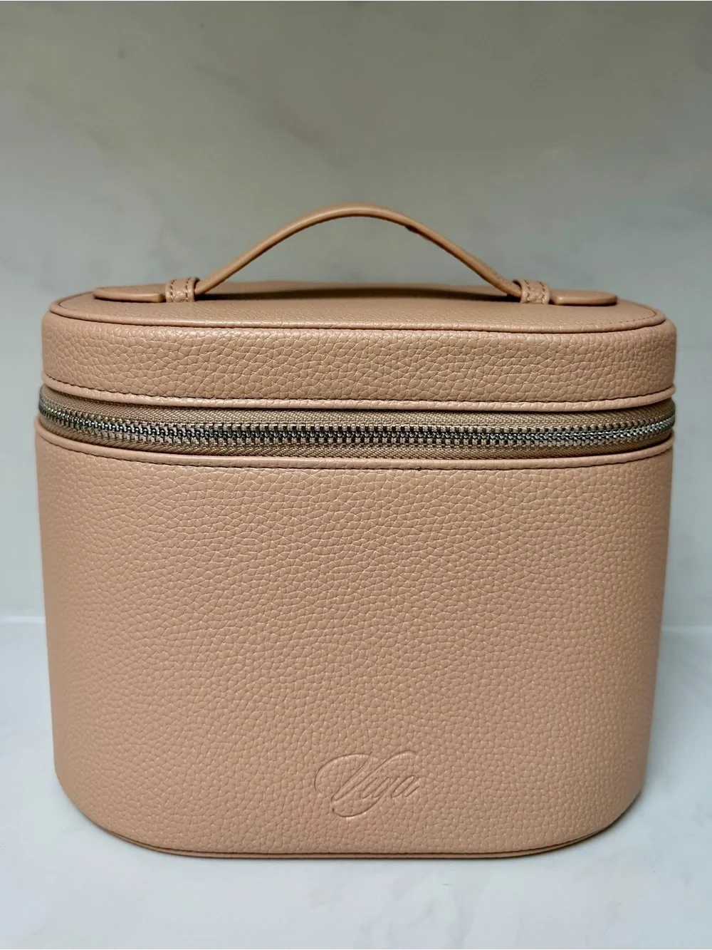 Beige Leather Travel Vanity Case